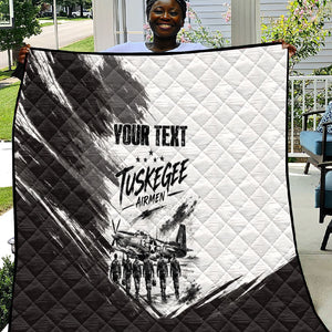 Personalized Tuskegee Airmen Quilt Black And White Grunge WWII Aviation Art