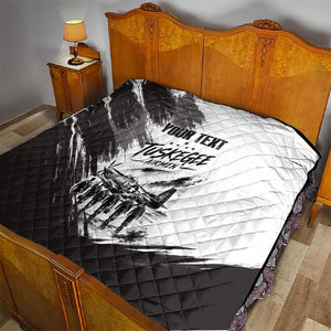 Personalized Tuskegee Airmen Quilt Black And White Grunge WWII Aviation Art