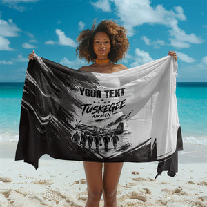 Personalized Tuskegee Airmen Sarong Black And White Grunge WWII Aviation Art