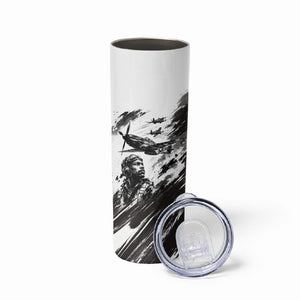 Personalized Tuskegee Airmen Skinny Tumbler Black And White Grunge WWII Aviation Art
