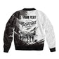 Personalized Tuskegee Airmen Sleeve Zip Bomber Jacket Black And White Grunge WWII Aviation Art