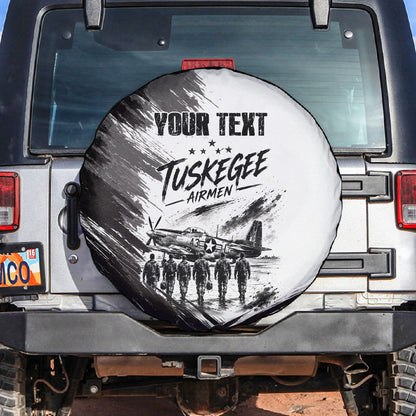 Personalized Tuskegee Airmen Spare Tire Cover Black And White Grunge WWII Aviation Art