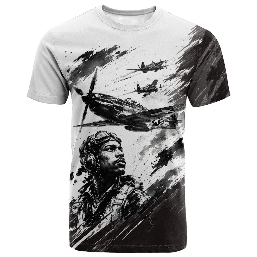 Personalized Tuskegee Airmen T shirt Black And White Grunge WWII Aviation Art
