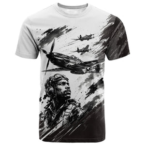 Personalized Tuskegee Airmen T shirt Black And White Grunge WWII Aviation Art