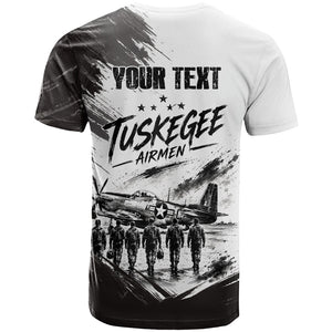 Personalized Tuskegee Airmen T shirt Black And White Grunge WWII Aviation Art
