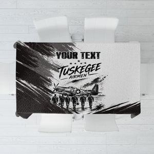 Personalized Tuskegee Airmen Tablecloth Black And White Grunge WWII Aviation Art