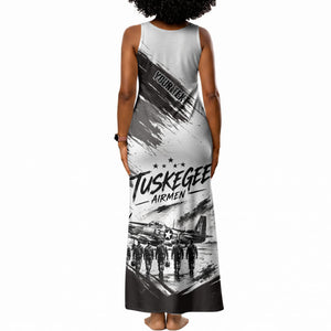 Personalized Tuskegee Airmen Tank Maxi Dress Black And White Grunge WWII Aviation Art