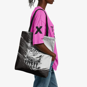 Personalized Tuskegee Airmen Tote Bag Black And White Grunge WWII Aviation Art