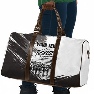 Personalized Tuskegee Airmen Travel Bag Black And White Grunge WWII Aviation Art