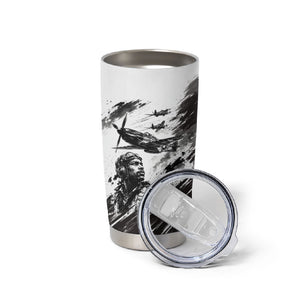 Personalized Tuskegee Airmen Tumbler Cup Black And White Grunge WWII Aviation Art
