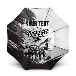 Personalized Tuskegee Airmen Umbrella Black And White Grunge WWII Aviation Art