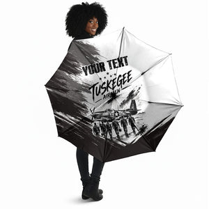 Personalized Tuskegee Airmen Umbrella Black And White Grunge WWII Aviation Art