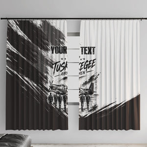 Personalized Tuskegee Airmen Window Curtain Black And White Grunge WWII Aviation Art