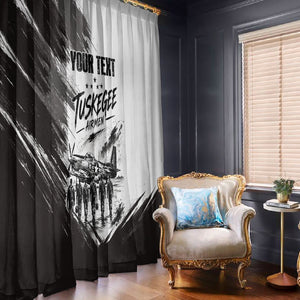 Personalized Tuskegee Airmen Window Curtain Black And White Grunge WWII Aviation Art