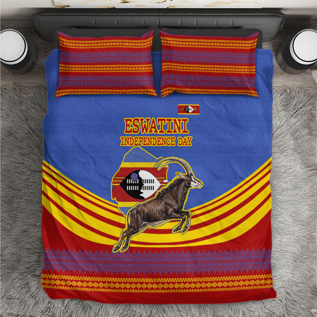 Eswatini Independence Day Bedding Set Sable Antelope - Aloe Succulent - Flag Shield