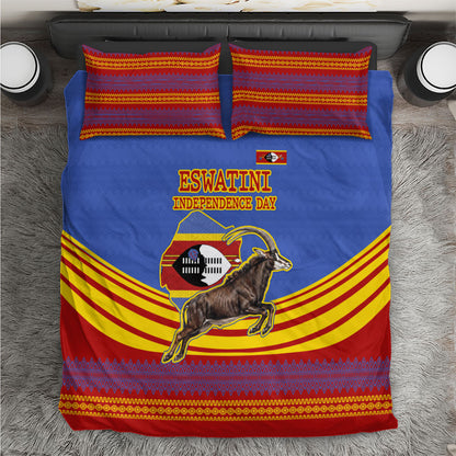 Eswatini Independence Day Bedding Set Sable Antelope - Aloe Succulent - Flag Shield