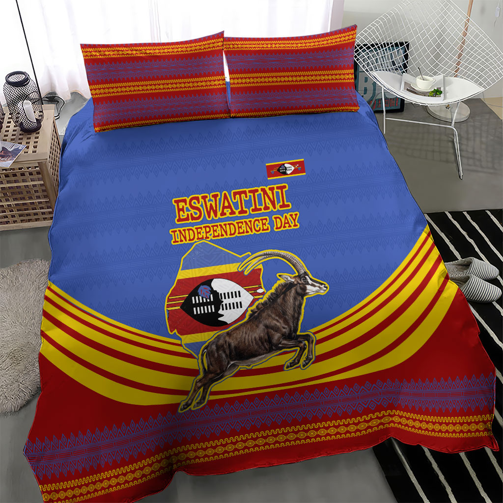 Eswatini Independence Day Bedding Set Sable Antelope - Aloe Succulent - Flag Shield