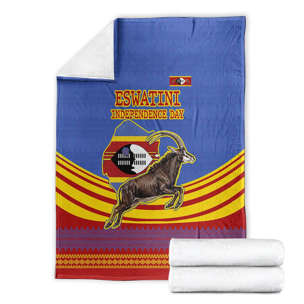 Eswatini Independence Day Blanket Sable Antelope - Aloe Succulent - Flag Shield