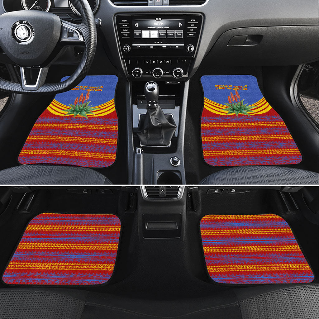 Eswatini Independence Day Car Mats Sable Antelope - Aloe Succulent - Flag Shield