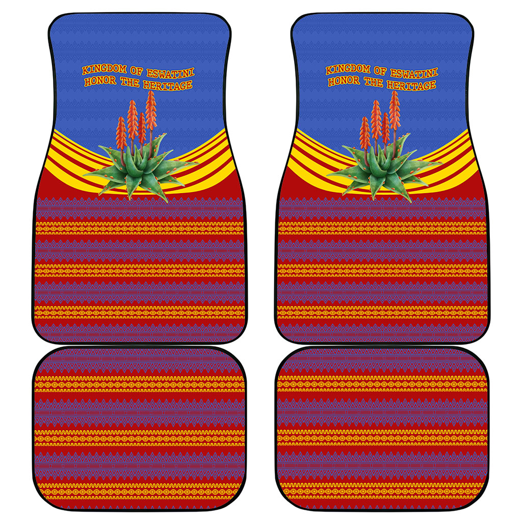 Eswatini Independence Day Car Mats Sable Antelope - Aloe Succulent - Flag Shield