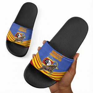 Eswatini Independence Day Slide Sandals Sable Antelope - Aloe Succulent - Flag Shield