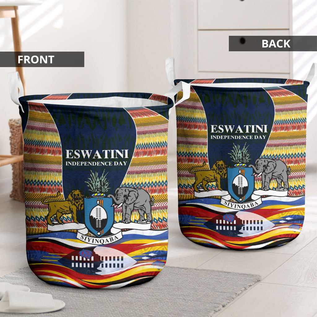 Eswatini Independence Day Laundry Basket Freedom Pride - Lion Elephant - Strelitzia Flowers