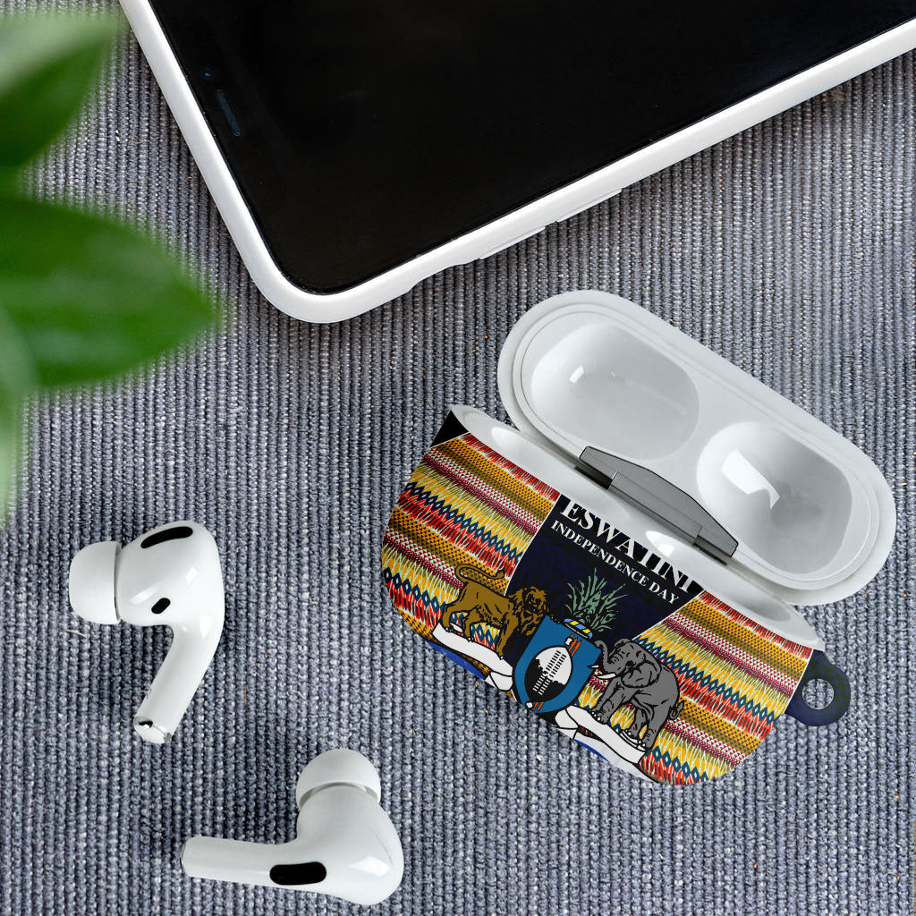Eswatini Independence Day AirPods Case Freedom Pride - Lion Elephant - Strelitzia Flowers