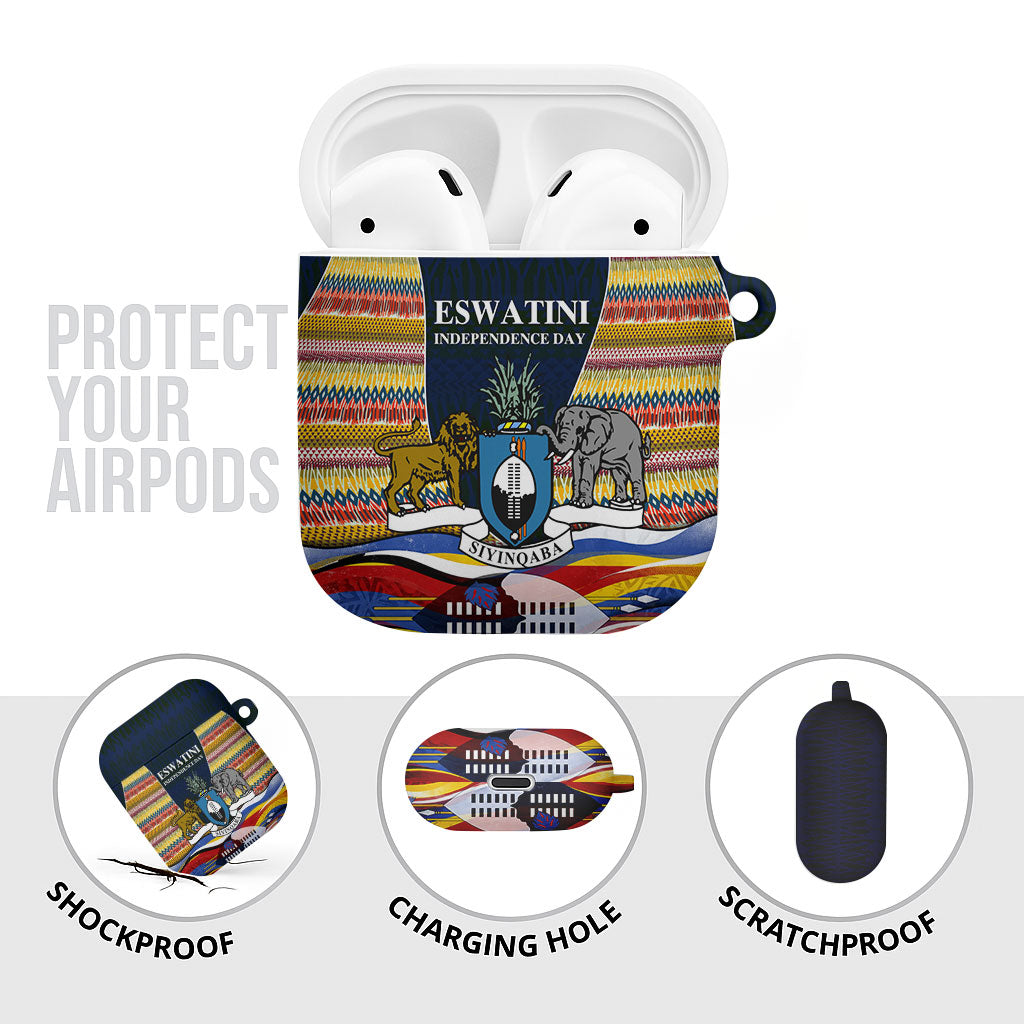Eswatini Independence Day AirPods Case Freedom Pride - Lion Elephant - Strelitzia Flowers