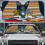 Eswatini Independence Day Auto Sun Shade Freedom Pride - Lion Elephant - Strelitzia Flowers