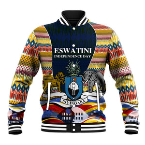 Eswatini Independence Day Baseball Jacket Freedom Pride - Lion Elephant - Strelitzia Flowers