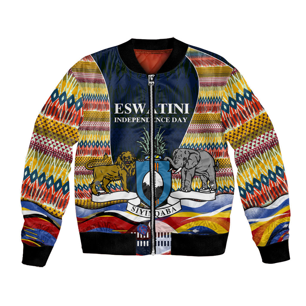 Eswatini Independence Day Bomber Jacket Freedom Pride - Lion Elephant - Strelitzia Flowers