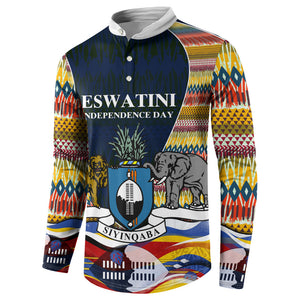 Eswatini Independence Day Button Sweatshirt Freedom Pride - Lion Elephant - Strelitzia Flowers