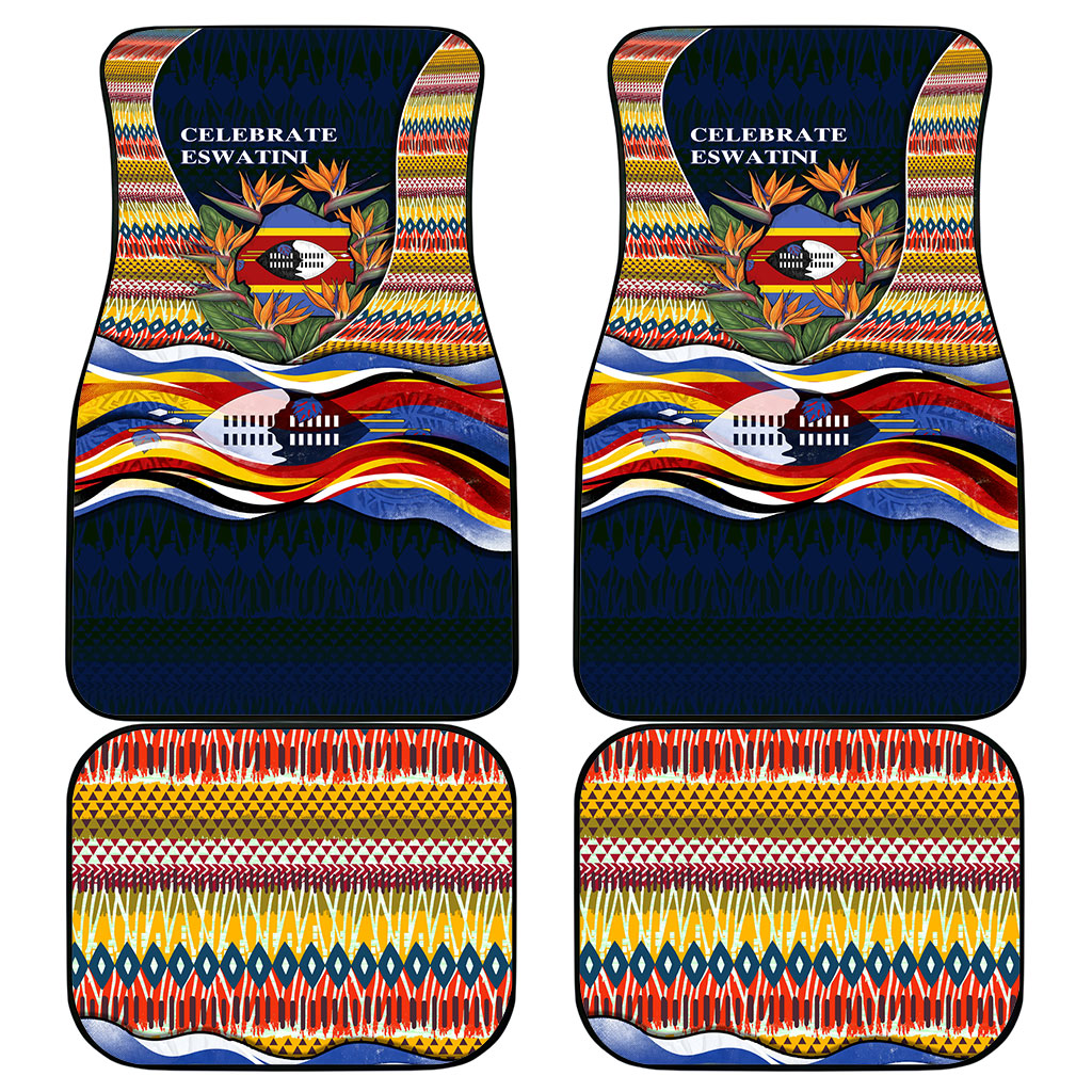 Eswatini Independence Day Car Mats Freedom Pride - Lion Elephant - Strelitzia Flowers