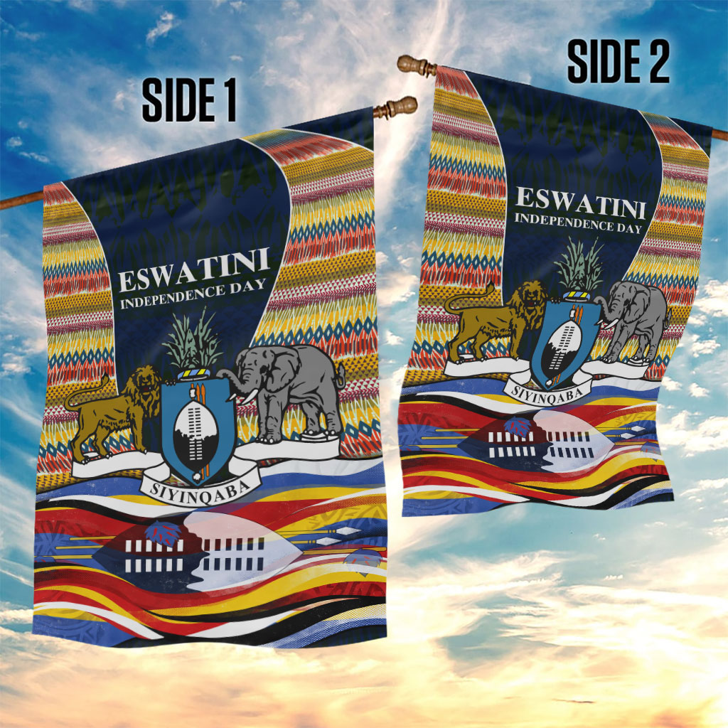 Eswatini Independence Day Garden Flag Freedom Pride - Lion Elephant - Strelitzia Flowers