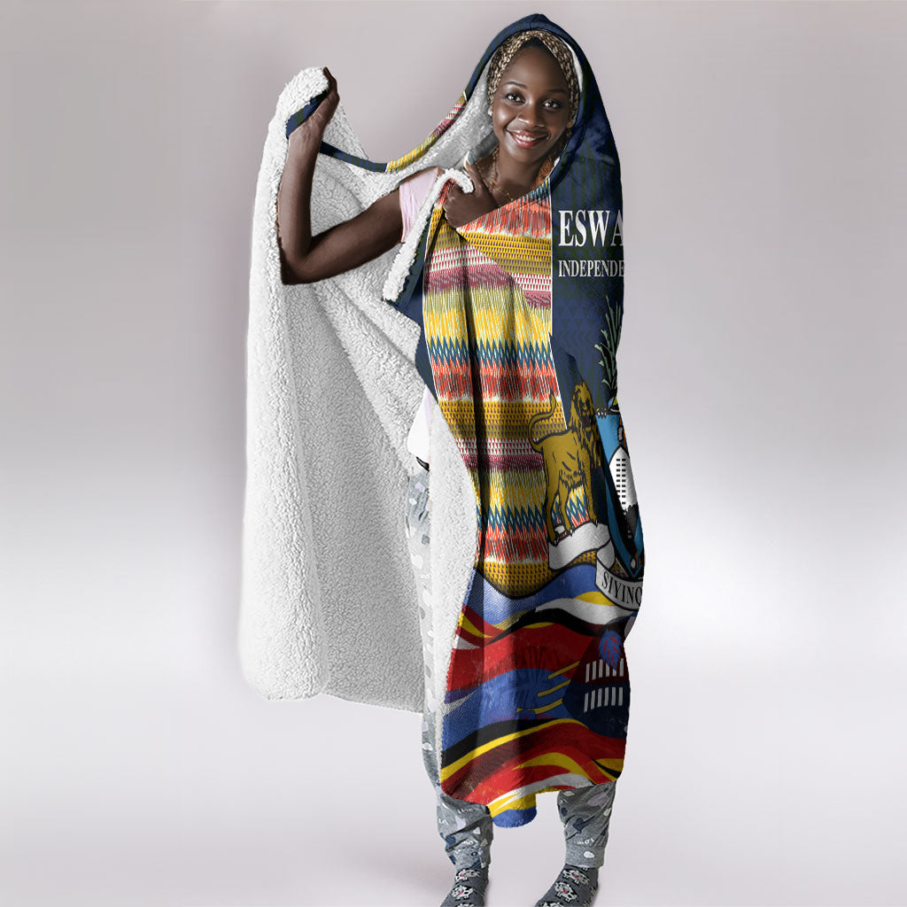 Eswatini Independence Day Hooded Blanket Freedom Pride - Lion Elephant - Strelitzia Flowers