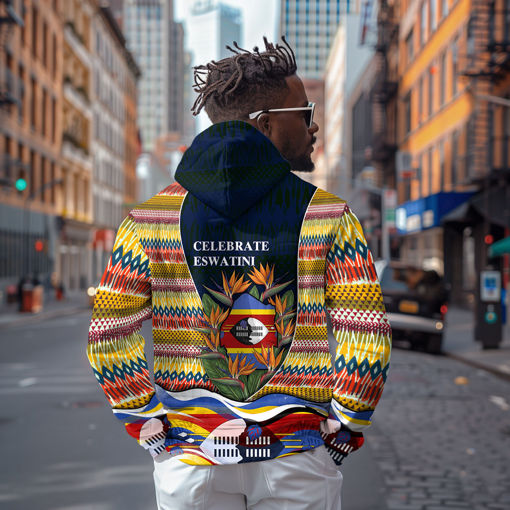 Eswatini Independence Day Hoodie Freedom Pride - Lion Elephant - Strelitzia Flowers