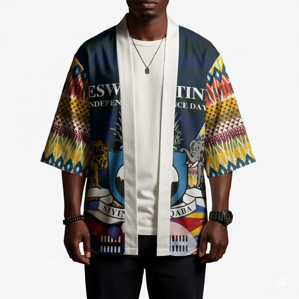 Eswatini Independence Day Kimono Freedom Pride - Lion Elephant - Strelitzia Flowers