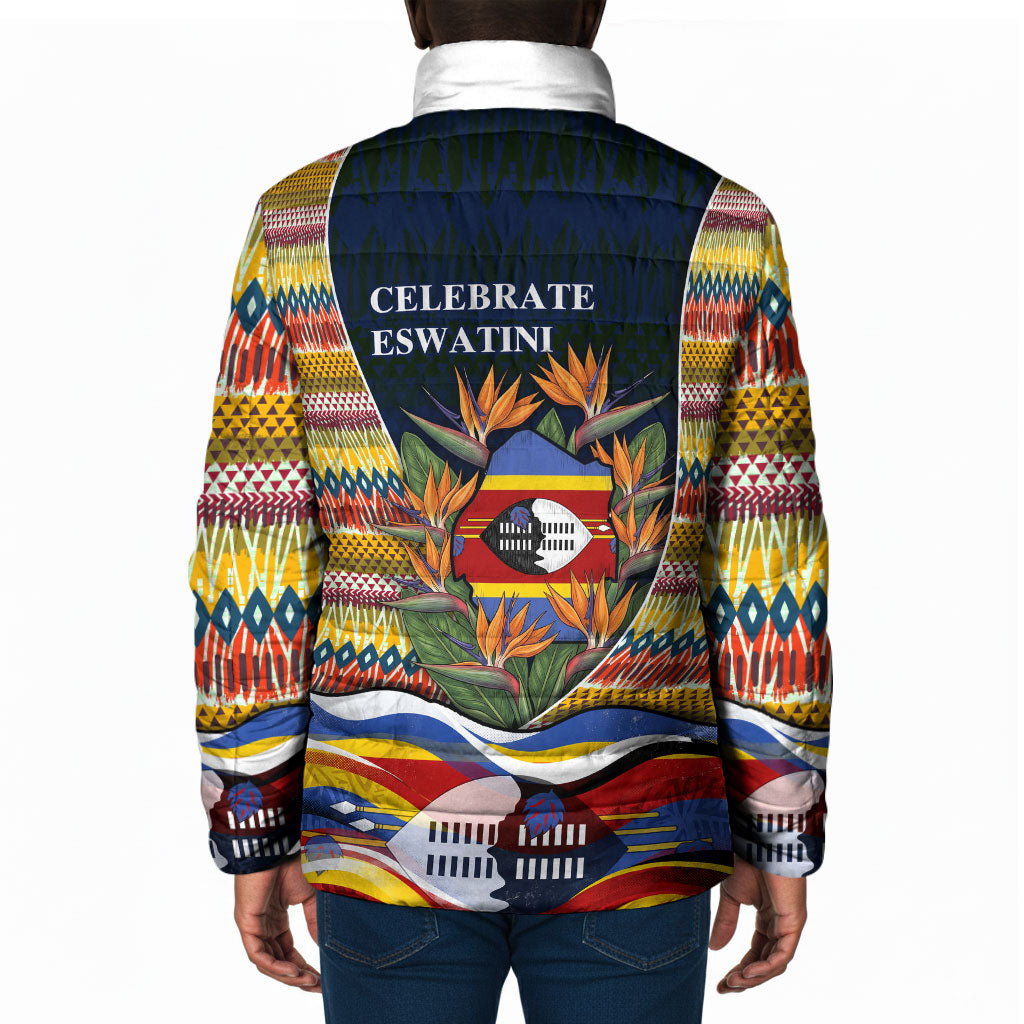 Eswatini Independence Day Padded Jacket Freedom Pride - Lion Elephant - Strelitzia Flowers