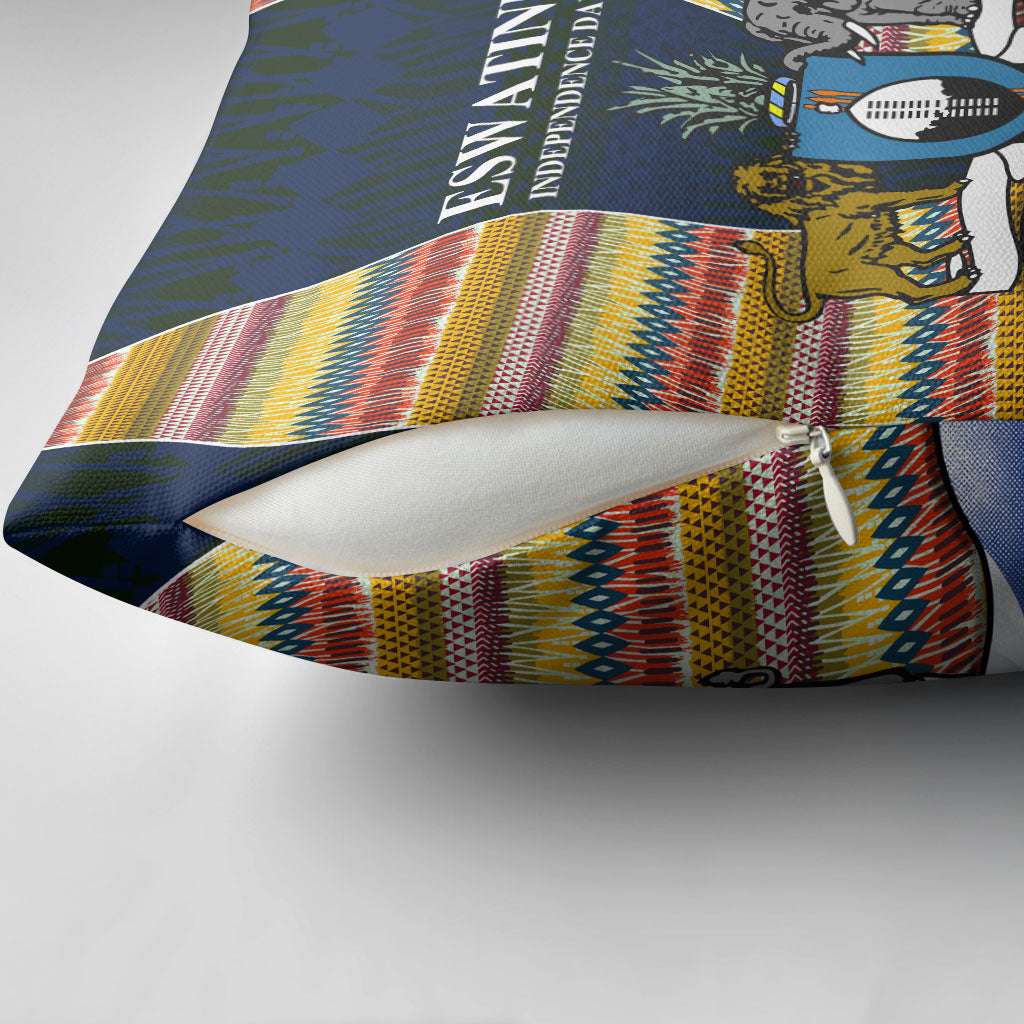 Eswatini Independence Day Pillow Cover Freedom Pride - Lion Elephant - Strelitzia Flowers