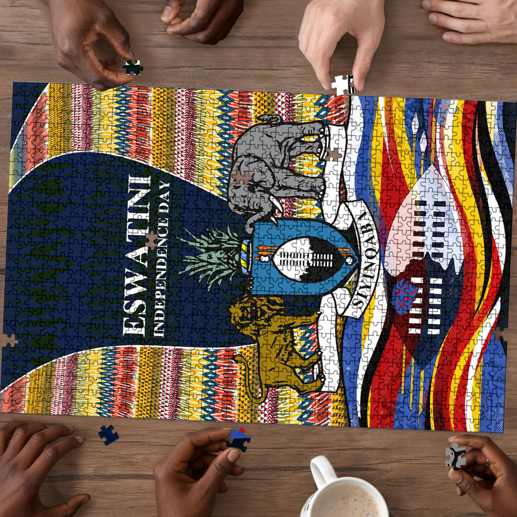 Eswatini Independence Day Puzzle Freedom Pride - Lion Elephant - Strelitzia Flowers