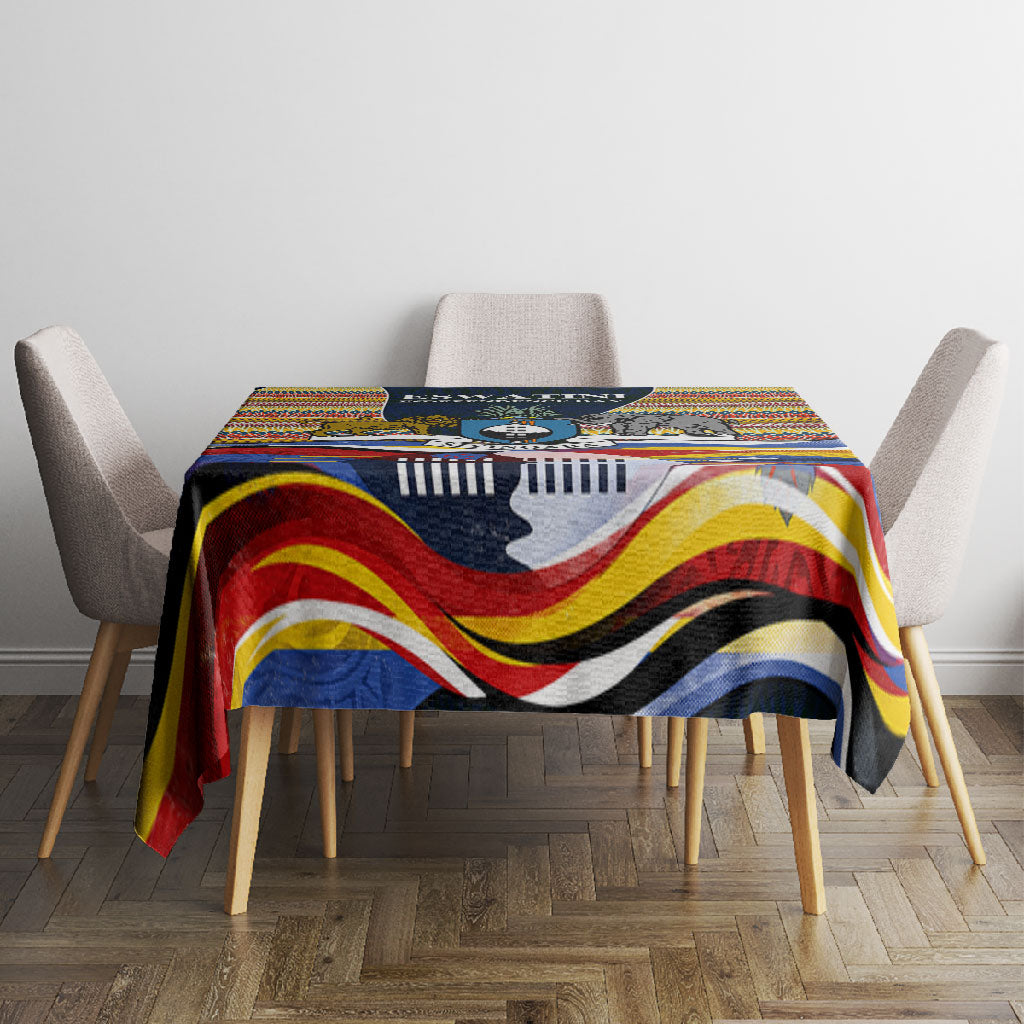Eswatini Independence Day Tablecloth Freedom Pride - Lion Elephant - Strelitzia Flowers