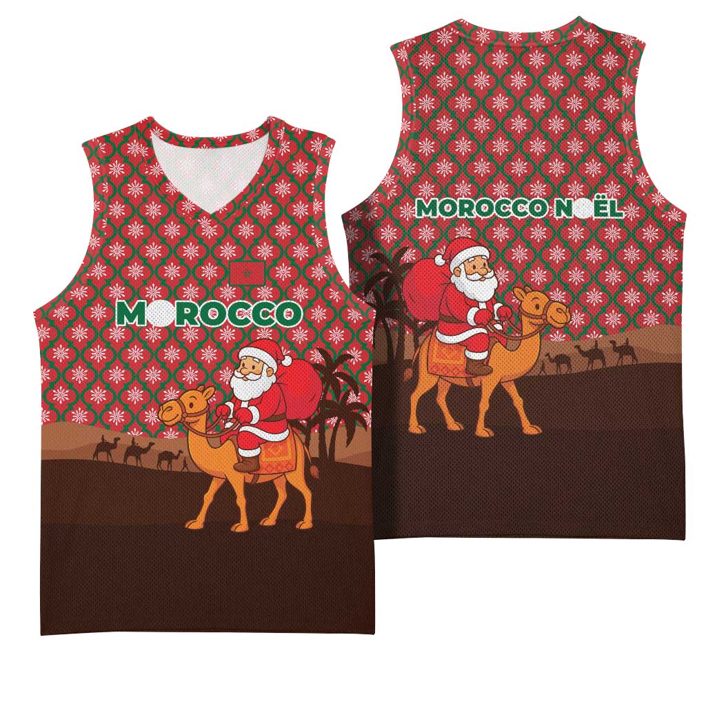 Morocco Christmas Basketball Jersey Santa Claus Camel Caravan Desert Scene TS04
