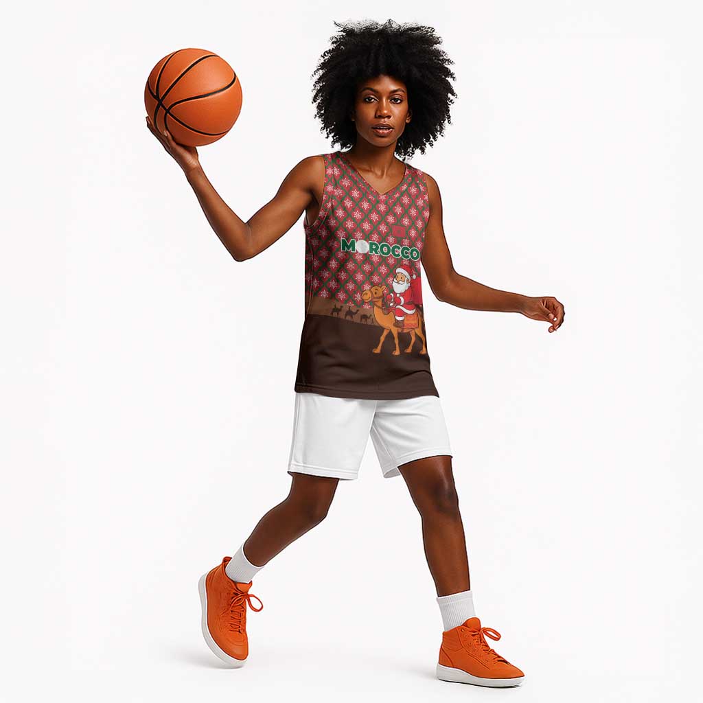 Morocco Christmas Basketball Jersey Santa Claus Camel Caravan Desert Scene TS04