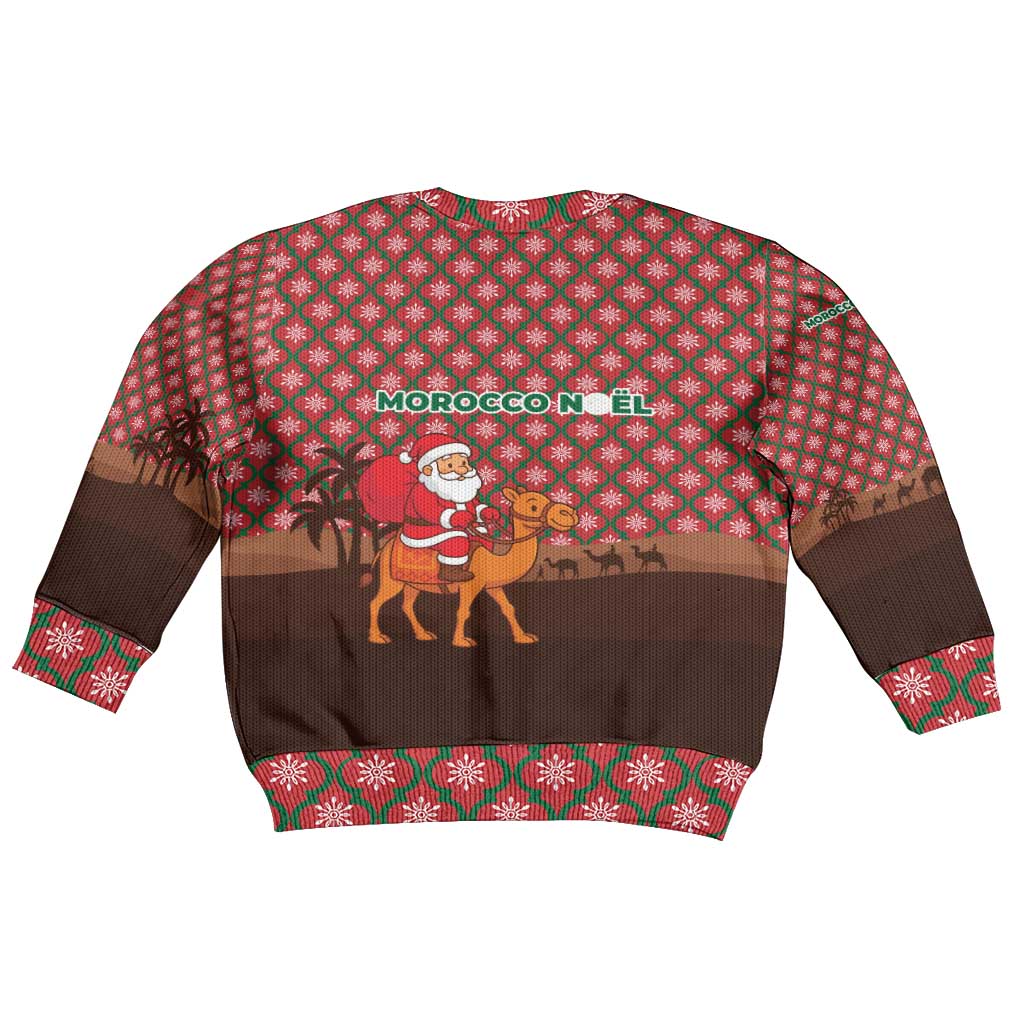 Morocco Christmas Kid Ugly Christmas Sweater Santa Claus Camel Caravan Desert Scene - African Pride