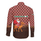 Morocco Christmas Long Sleeve Button Shirt Santa Claus Camel Caravan Desert Scene - African Pride