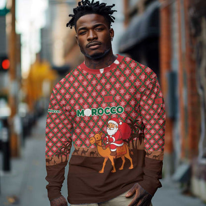 Morocco Christmas Long Sleeve Shirt Santa Claus Camel Caravan Desert Scene - African Pride
