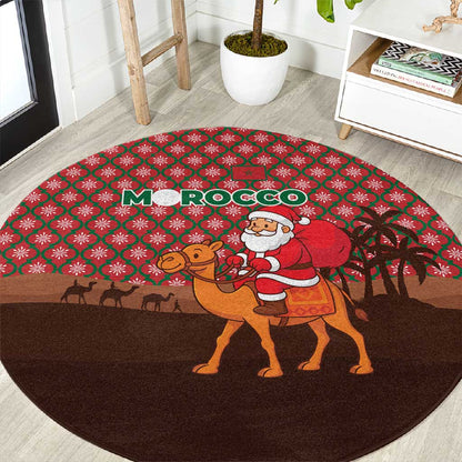 Morocco Christmas Round Carpet Santa Claus Camel Caravan Desert Scene - African Pride