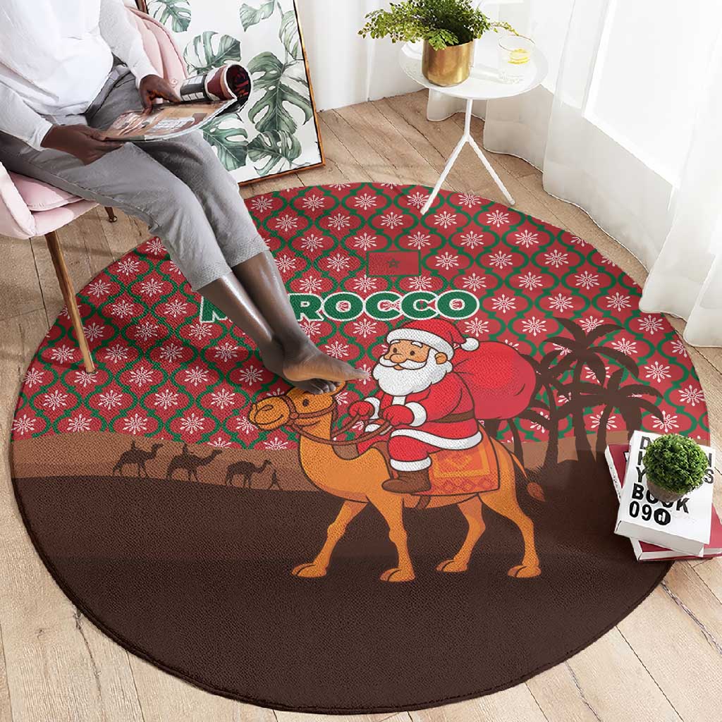 Morocco Christmas Round Carpet Santa Claus Camel Caravan Desert Scene - African Pride