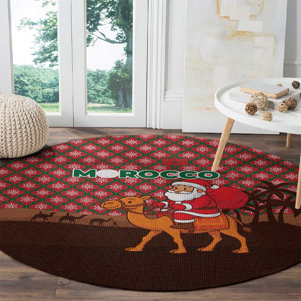 Morocco Christmas Round Carpet Santa Claus Camel Caravan Desert Scene - African Pride