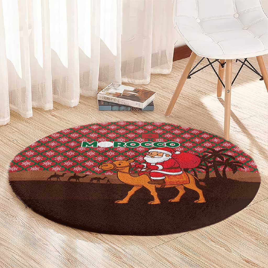 Morocco Christmas Round Carpet Santa Claus Camel Caravan Desert Scene - African Pride
